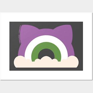 Gender Queer Pride Cat Ear Rainbow Posters and Art